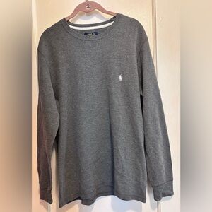 Polo Ralph Lauren Gray Waffle Knit Long Sleeve Sleep Shirt L